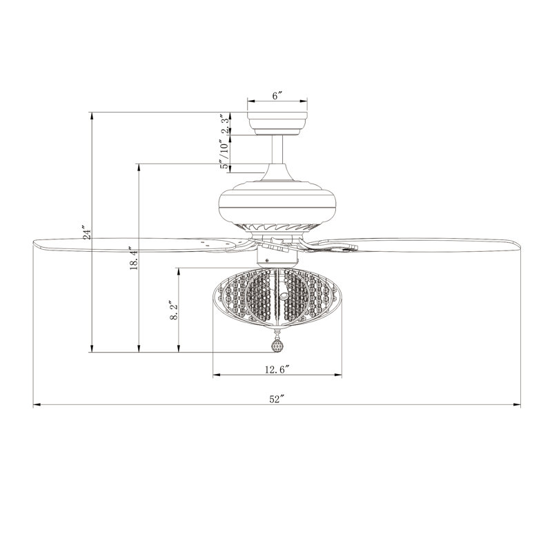 Warburton 52'' Ceiling Fan with Light Kit