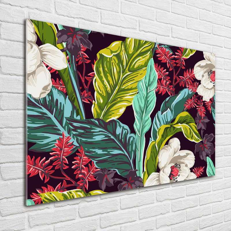 Tropical Flowers - Print, 70cm H x 100cm W x 4cm D, Glass