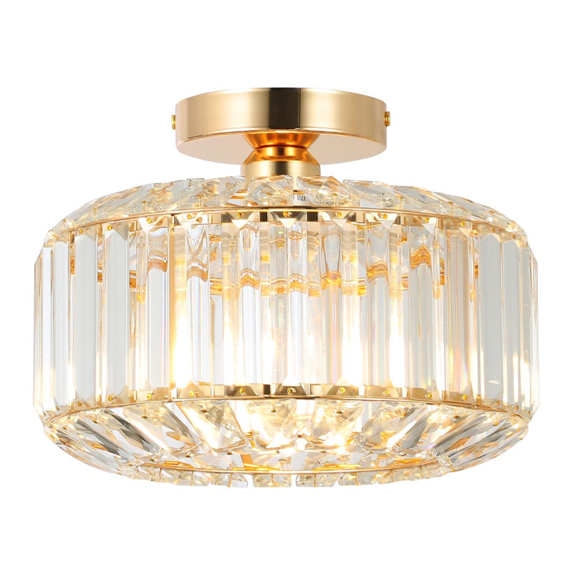 Crystal Semi Flush Mount, Gold