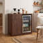 Armoire à café cannelée avec mini espace réfrigérateur, support à verres à vin, tiroirs, station de charge et tablettes réglables-734783131