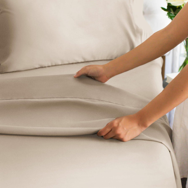 Bamboo Sheet Set, Cooling & Breathable Bed Sheets, Soft Hotel Luxury Bedding, Deep Pocket Fit, Wheat
