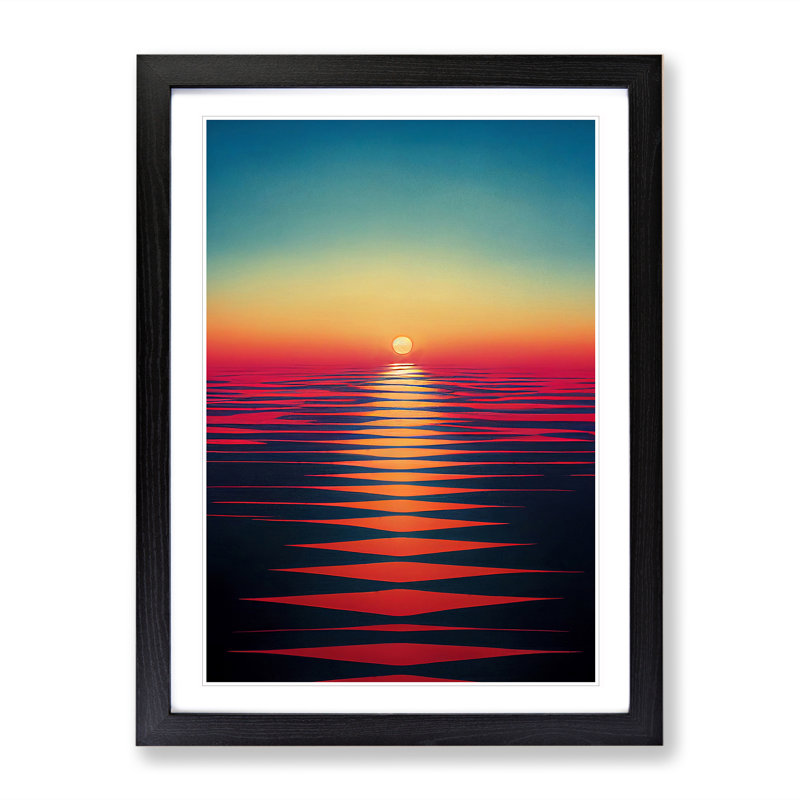 Phenomenal Ocean Sunset - Print, 66cm H x 48cm W, White, Black Picture Frame