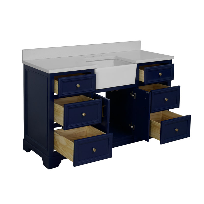 Emiliano 60" Single Bathroom Vanity Set, Royal Blue, Quartz