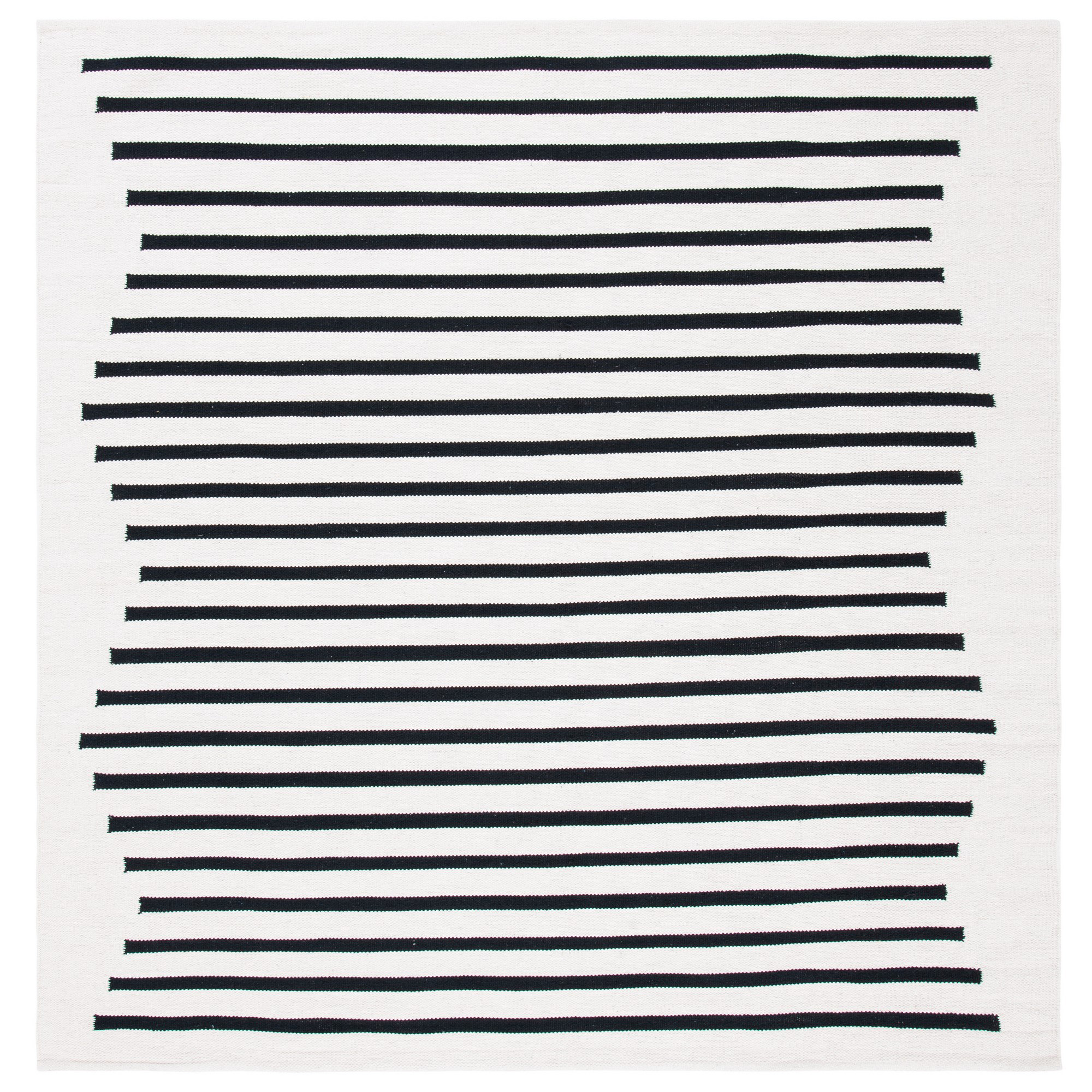 Mando Handmade Cotton Ivory/Black Rug, Square 1'6"