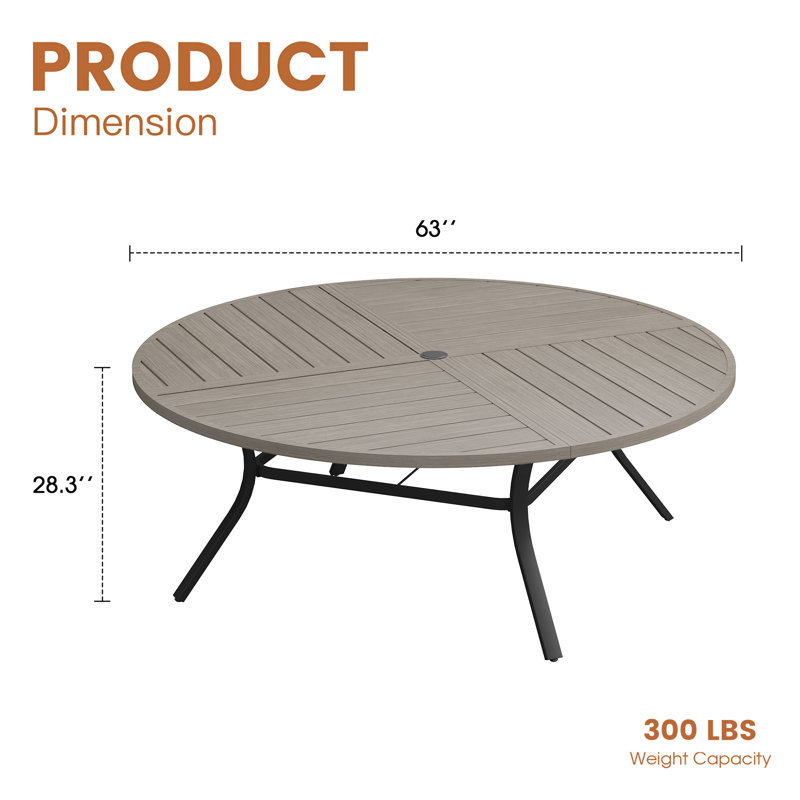 Table de salle à manger d'extérieur, Bois brossé gris