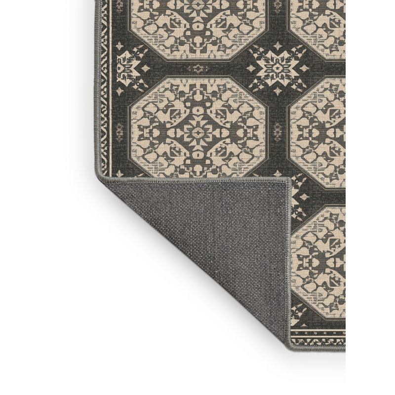 Tapis oriental doux et moelleux de style oriental Eickhoff - reliure grise, 5 x 7