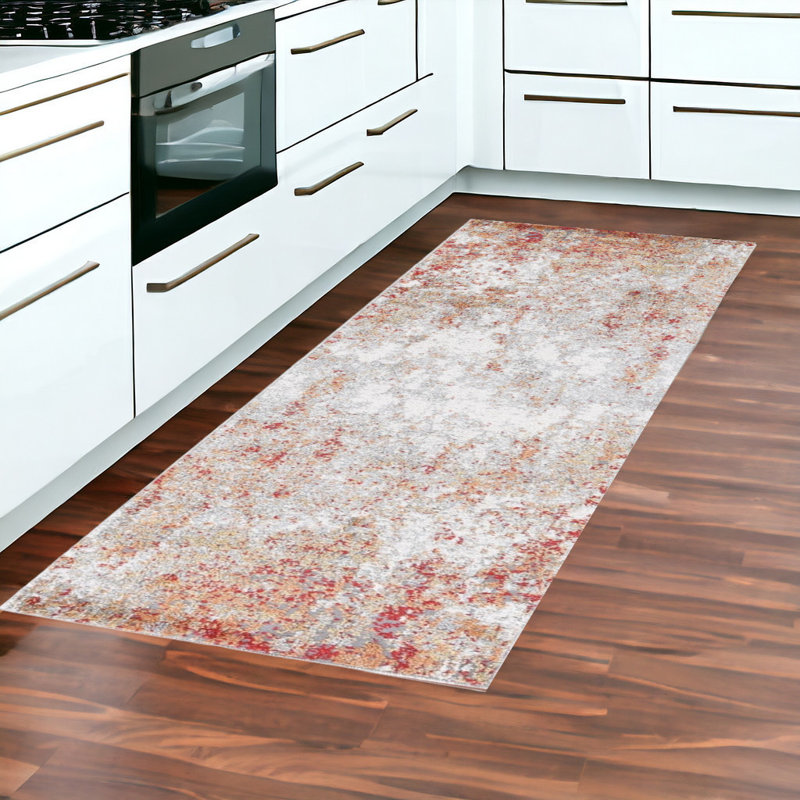 Tapis de couloir abstrait 8 pi Ivoire