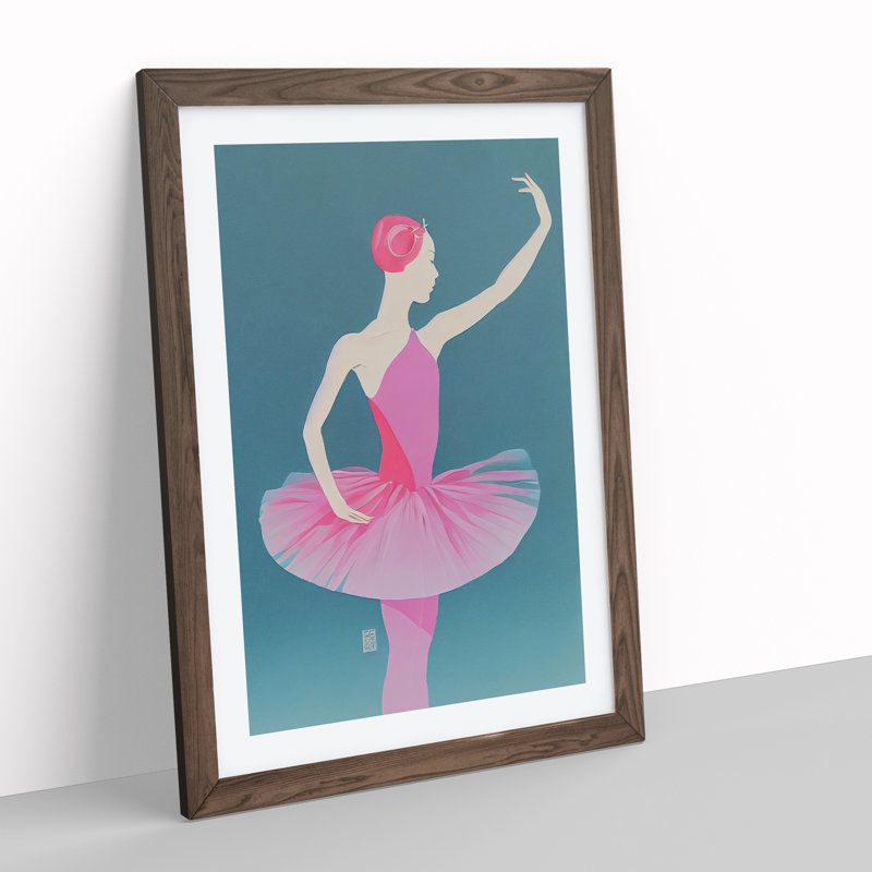 Ballerina Profile - Single Picture Frame Painting, 64cm H x 46cm W x 2cm D, Walnut Framed