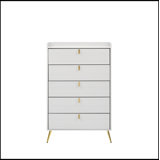White 5-Drawer Chest With Pull Handles