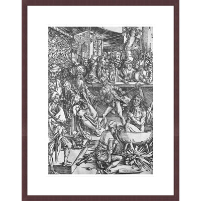 Scène de l'Apocalypse, le martyre de Saint Jean l'Evangéliste, édition Latine par Albrecht Dürer, impression giclée sur cadre