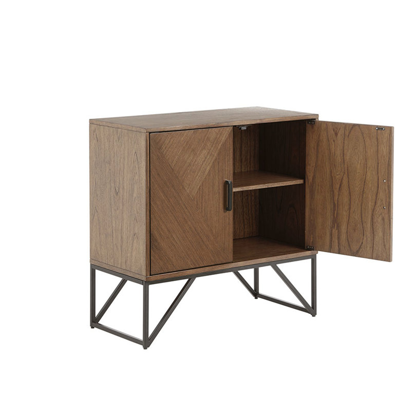 Armoire d'appoint rare avec base en bois de noyer naturel et base en métal: placage brun, base, option de rangement