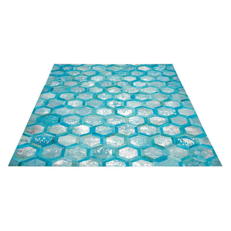 Tonasket Leather Geometric Indoor Rug, Rectangle 5'3" x 7'5"