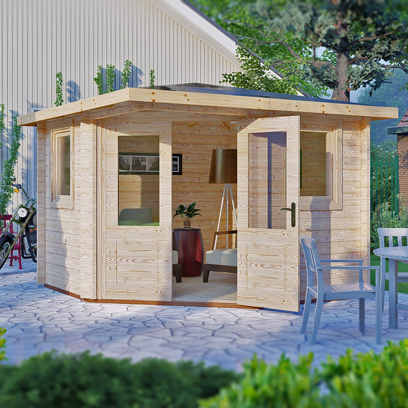 Lukne 9 x 9 ft 44 mm Corner Log Cabin