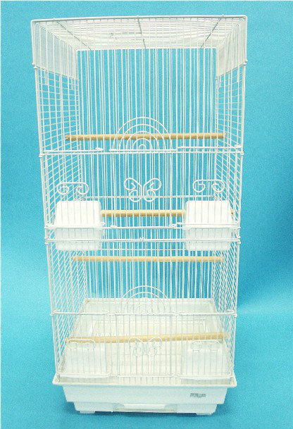 Cage à oiseaux haut 4 perchoir square, Blanc