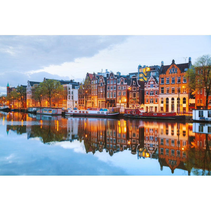«Cintora Night City View of Amsterdam on Canvas» par Andreykrav, photographie, H 8 po x l 12 po x P 1,25 po