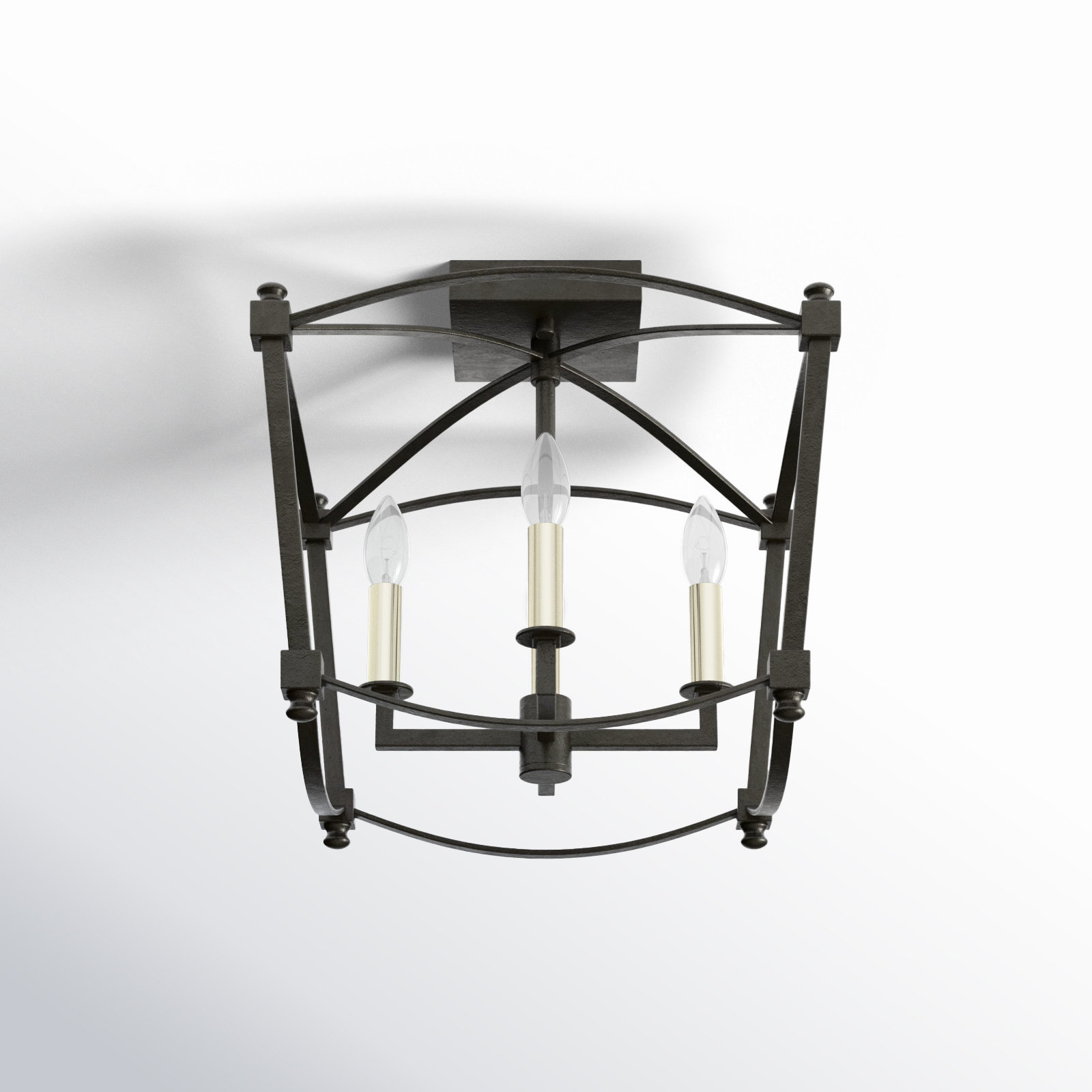 Olive 4 Light Semi Flush Mount, Smith Steel