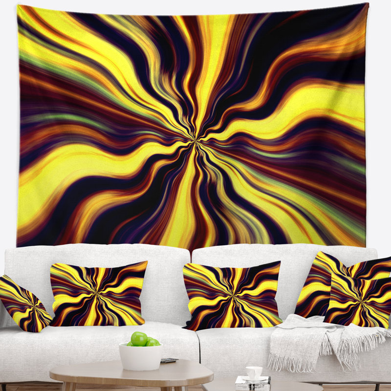 Tapisserie imaginaire jaune noir mauve Abstract, H 78 po x l 92 po