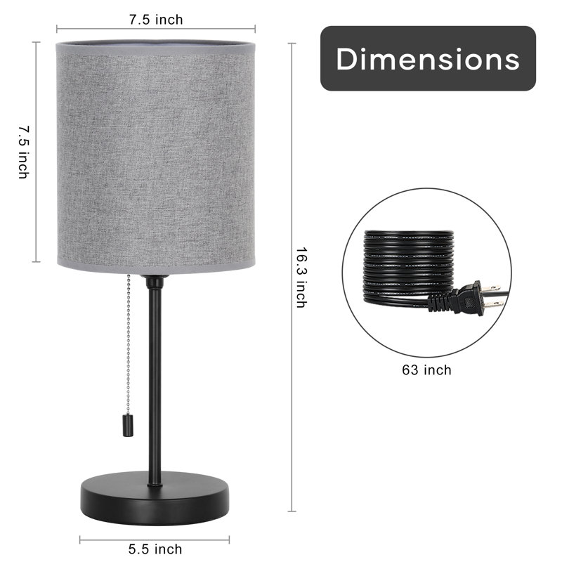 Lampe de bureau moderne avec interrupteur à glissière et chambre à coucher avec dortoir gris, Brun