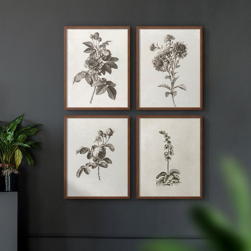 «Vintage Floral CECXVI», 4 pièces
