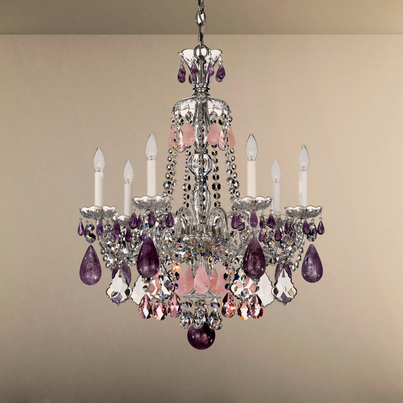 Hamilton 7 - Light Glass Chandelier, Silver, Amethyst