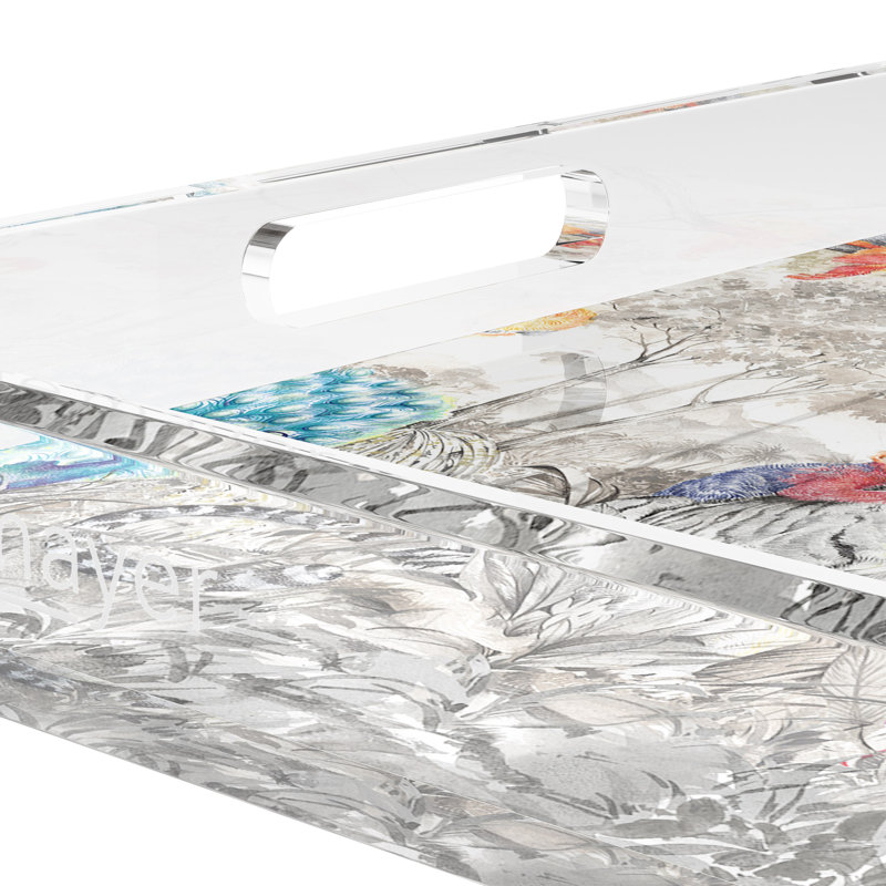  Arcadia Tiger And Zebra Scene Acrylic Square Decorative Tray, 2" H x 12" W x 12" D