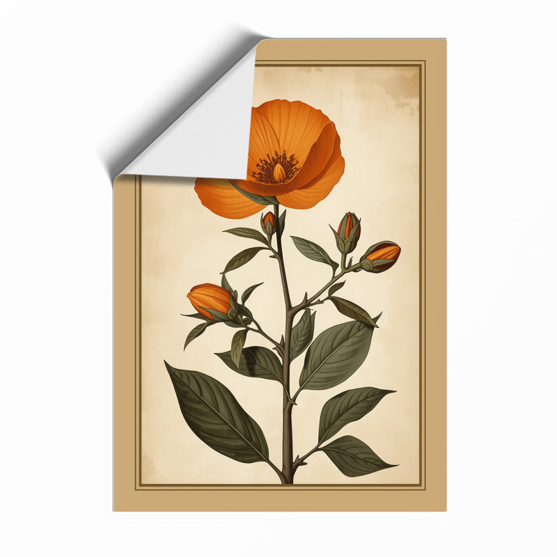 Single Stem in Bloom Botanical - Framed Print, A3 - 42.0 x 29.7 cm, Unframed