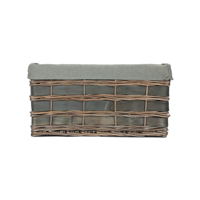 Wicker Lined Scandi Style Storage Basket, Grey Scandi/Grey, 22cm H x 42cm W x 30cm D