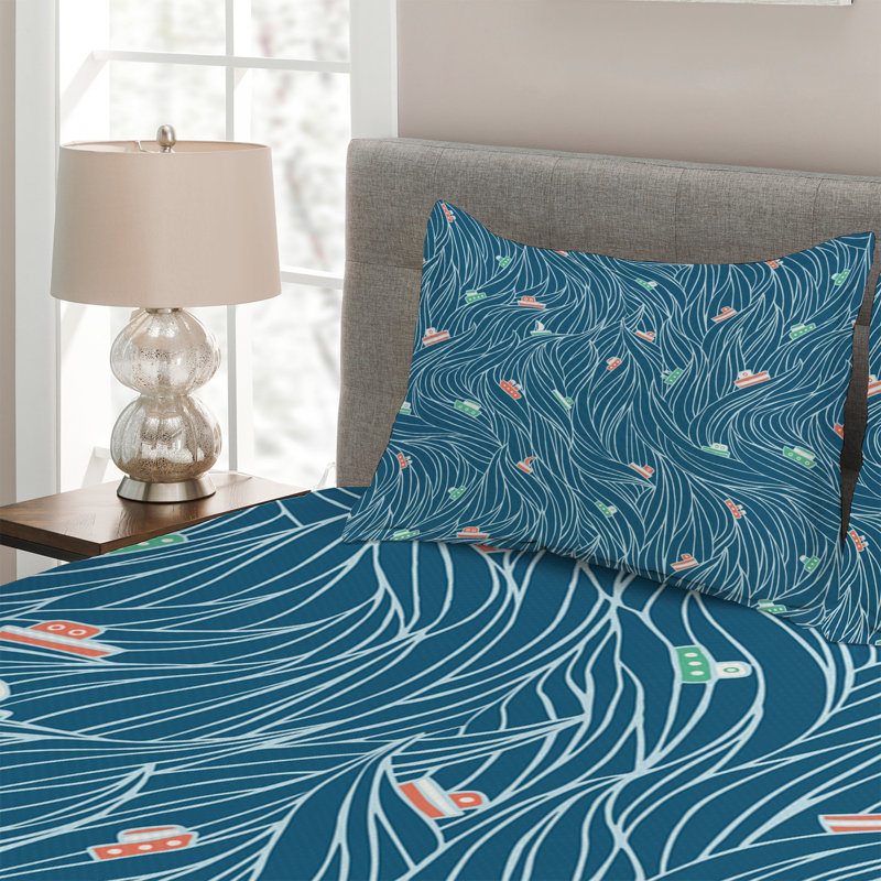 Farmhouse / Country Polyester Coverlet, King Bedspread + 2 Shams