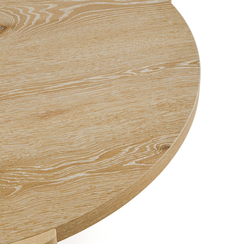 Blitar 42.2"W Round Wood Coffee Table , Oak Wood