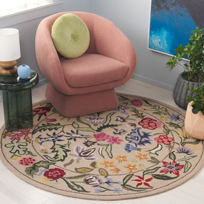 Lounes Hand Tufted Wool Floral Rug