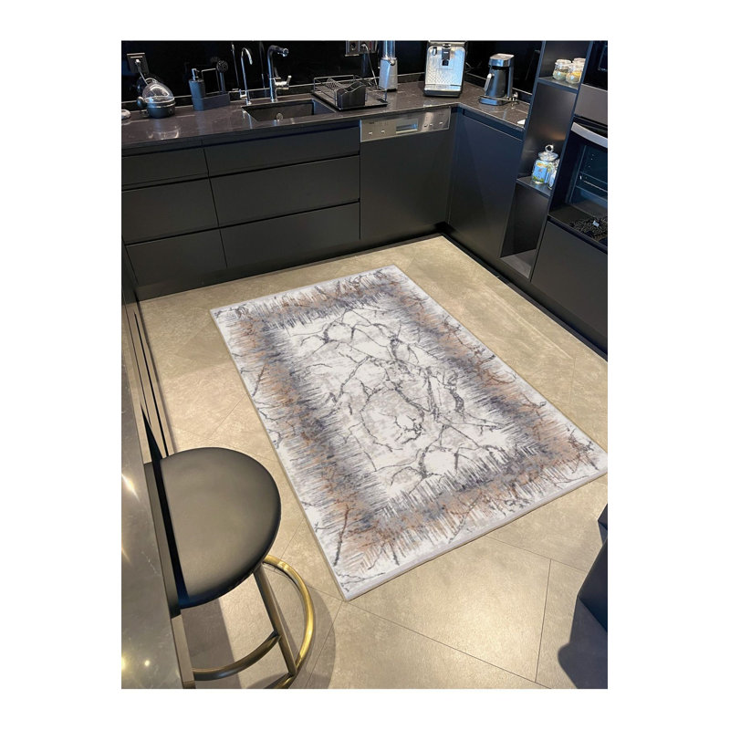Geometric Patterned Woven Base Washable Rug, Runner 2'6" x 6'7" Rug Pad Included