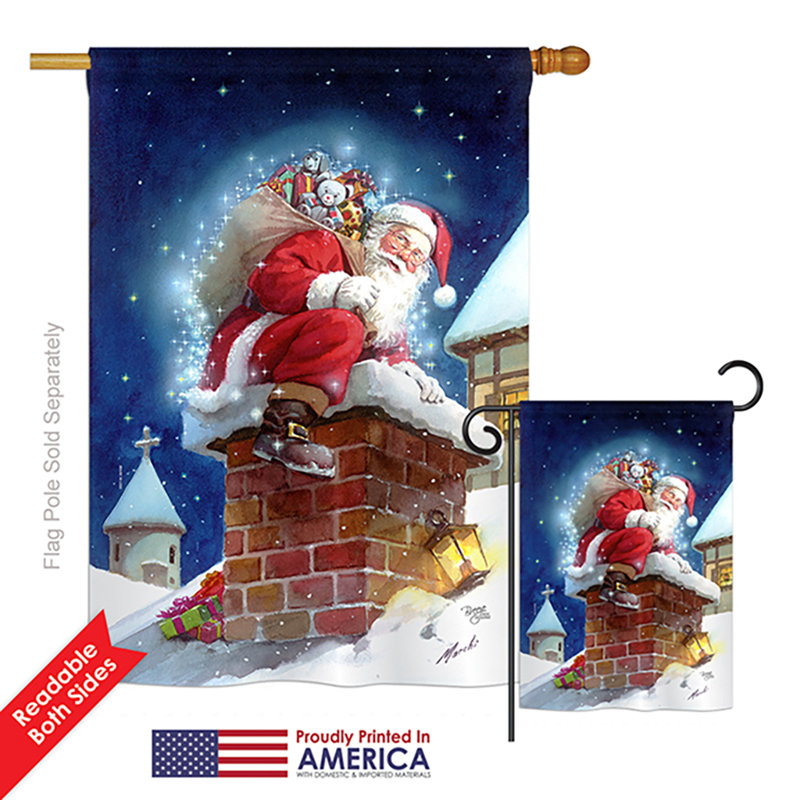 40 x 28 po de noël, impressions de noël pour le père noël à 2 côtés de la cheminée ensemble de drapeau