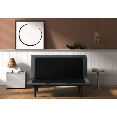 Os4 Bed - Extra Frame, Head/Foot 2 Motor 6000N Black + Gray Full Adjustable Base Upholstered With Non-Woven & Woven Fabric