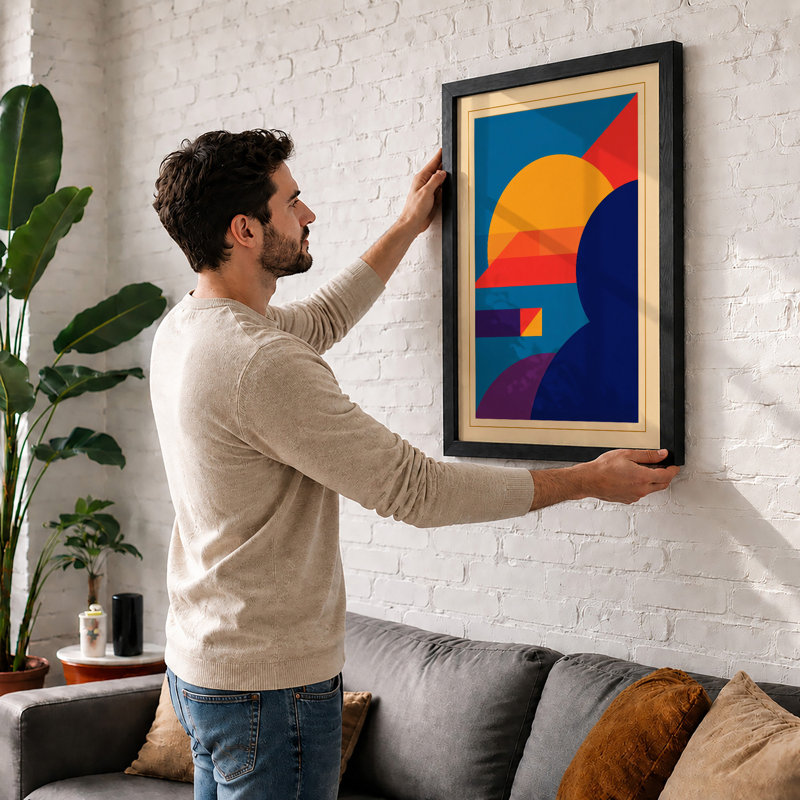 Geometric Sunset Art Deco - Framed Print, Oak, A3 - 42.0 x 29.7 cm