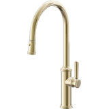Davoli Pull-Down Kitchen Faucet with Button Sprayer - High Arc Spout