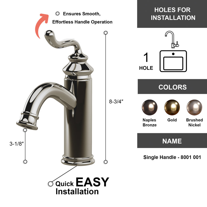 Single Handle Bathroom Faucet, Brushed Nickel