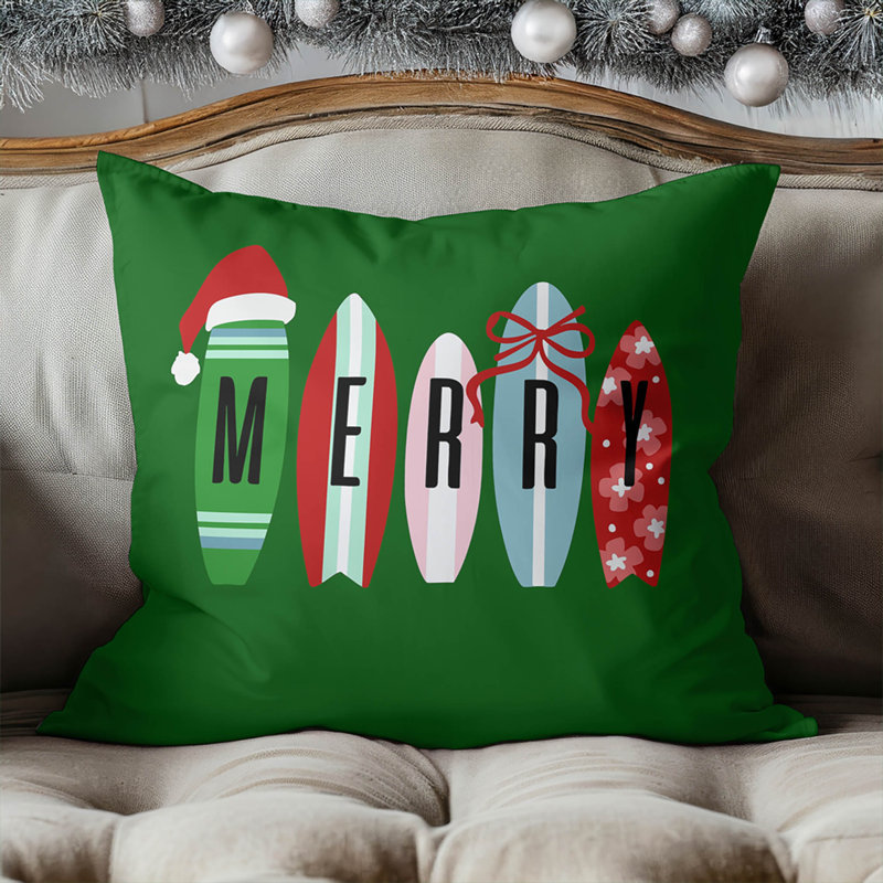 Coussin Merry Surf Holiday, Vert