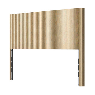 Modern Oak Headboard With Vertical Grain For Queen Bed, Arched Corrugated Design, Aesthetic, Simple Setup, Material - Sized And Grain, Vintage Blend, Easy Assembly, Frame