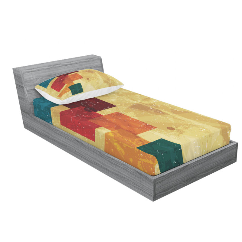 Microfiber Patterned Fitted Sheet, Twin XL Fitted Sheet with 1 Pillowcase