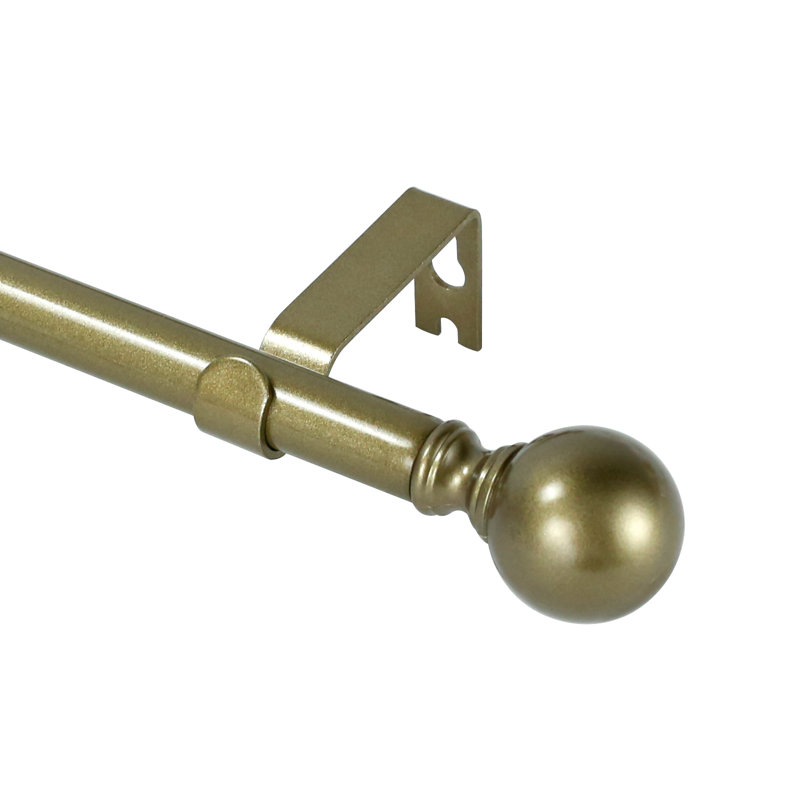 Tringle à rideaux simple ajustable Plante Ball, H 0,625 po x l 48 po x P 0,625 po, Or antique