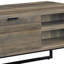 Table basse rustique en chêne et noir avec rangement ouvert