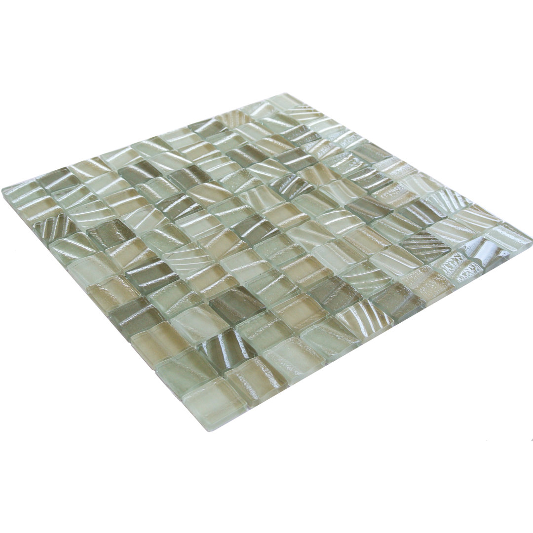 New Era 12 in. x 12 in. Textured Glass Straight Edge Square Mosaic Wall & Pool Tile Abolos