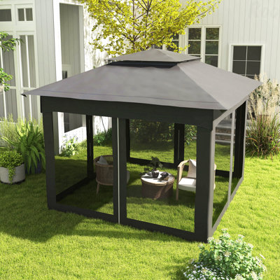 Pavillon de jardin escamotable 11X11FT, moustiquaire pour l'extérieur avec sac de transport (kaki)