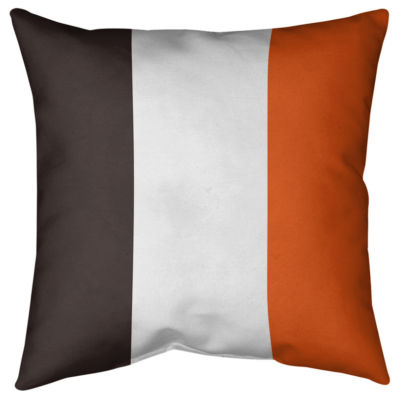 Housse de coussin, 20 po x 20 po, Brun / Orange, Faux lin