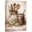 «Rustic Kitchen Tools Jar Still Art», images de cuisine, impression sur toile encadrée-126031070-126031064