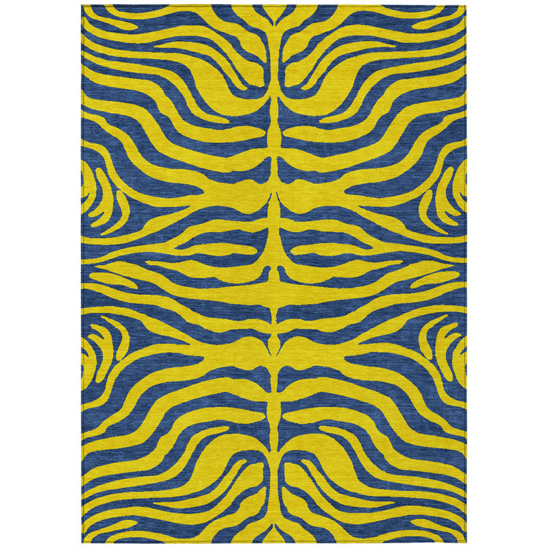 Fernelle Gold Washable Indoor-Outdoor Rug - , 5' x 7'6"