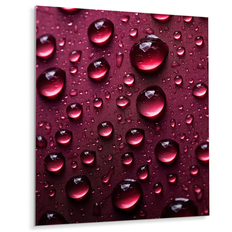 Rose rouge, gouttes de pluie - décoration murale en métal, H 40 po x l 30 po x P 1 po