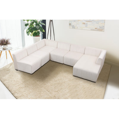 Aidaliz 118" Wide Microfiber Left Hand Facing Modular Sofa and Chaise