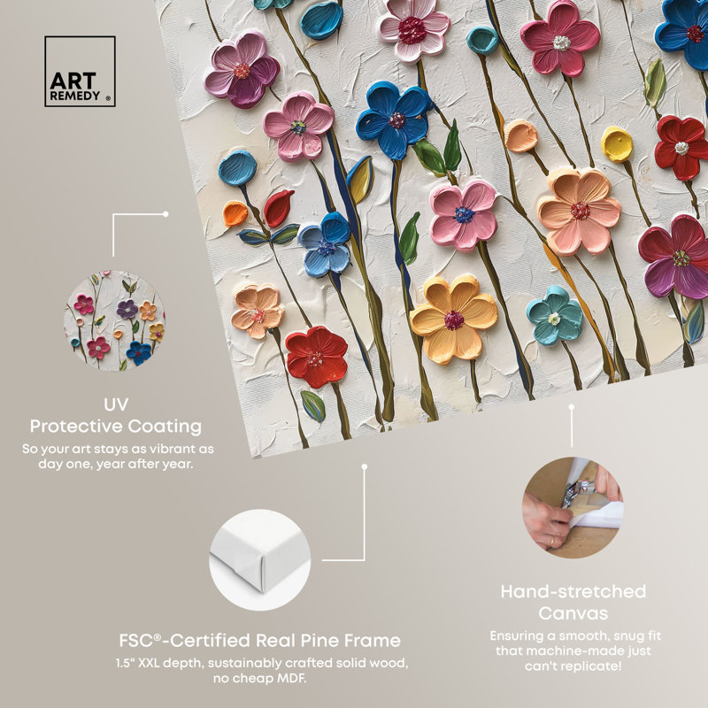 Colorful Floral Bunch Gallery Wrapped Canvas Art, 12" x 12"