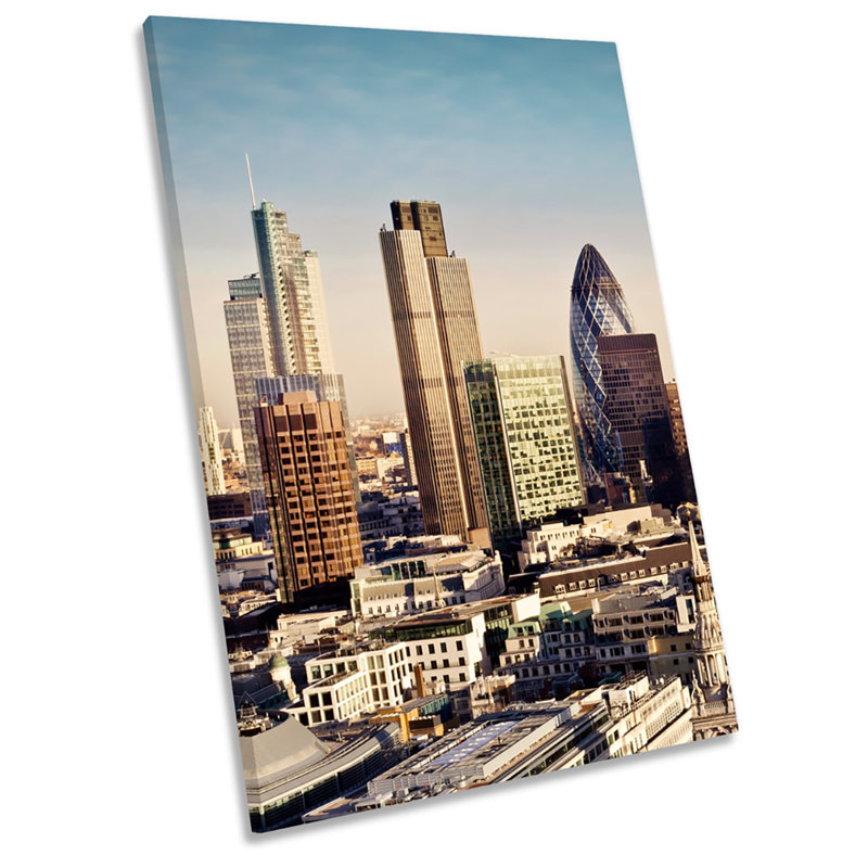 City of London Skyline Sunset 1 Piece Wrapped Canvas Wall Art, 61cm H x 40.6cm W